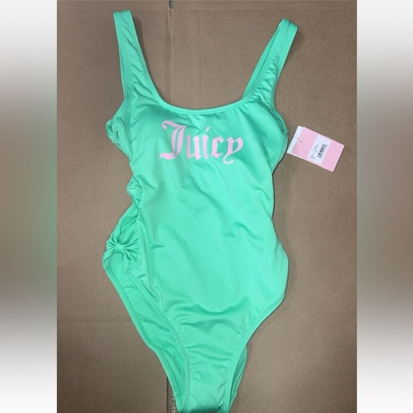 Juicy Couture Other - Juicy Couture Light Green One-Piece with Pink Logo swim suit